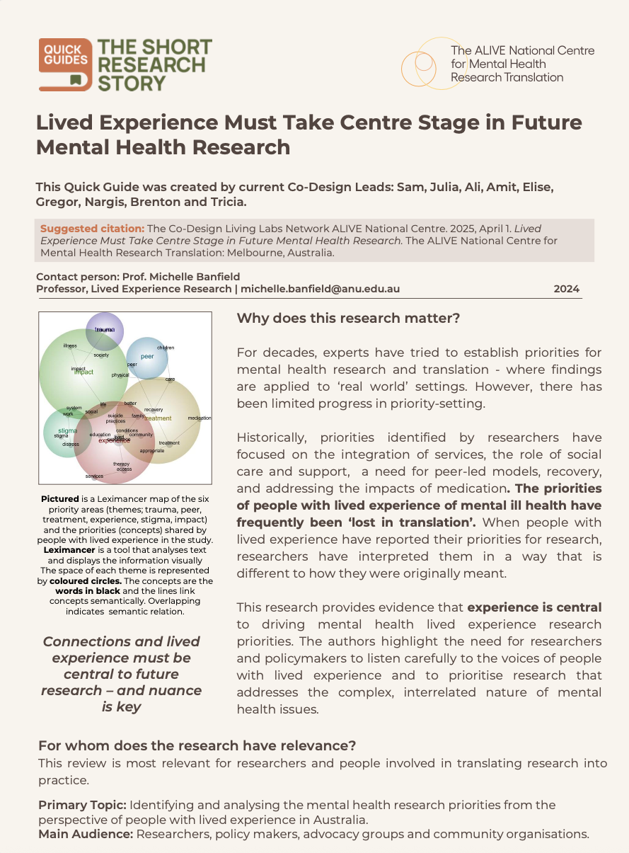 Lived Experience Must Take Centre Stage in Future Mental Health Research